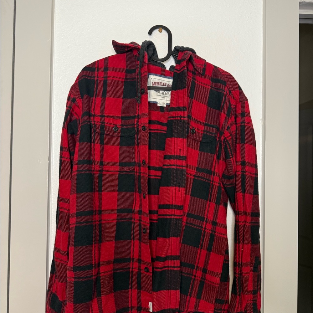 American Eagle Outfitters Red and Black Checkered Shirt